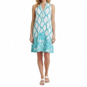 Lilly‎ Pulitzer Anne Trapeze Swing Dress Preppy White Turtle Cove Engineered